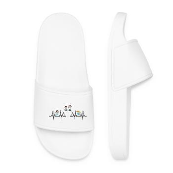 Heartbeat heart ECG children love educator profession sw - Women’s Pool Sliders - white - Front