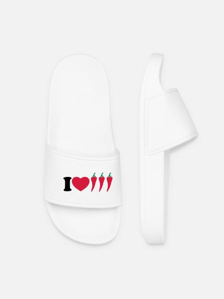I love chilli - Ich liebe Chili - Frauen Badelatschen - Weiß