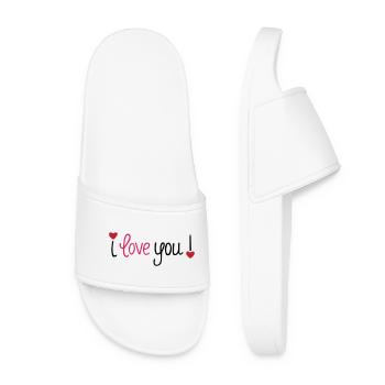 Valentinstag I Love You Hearts - Frauen Badelatschen - Weiß - Vorne