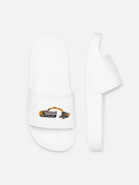 Excavator loads trucks - Women’s Pool Sliders - white