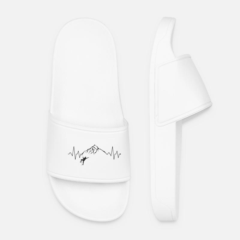 Climber Silhouette Rope Art - Women’s Pool Sliders - white