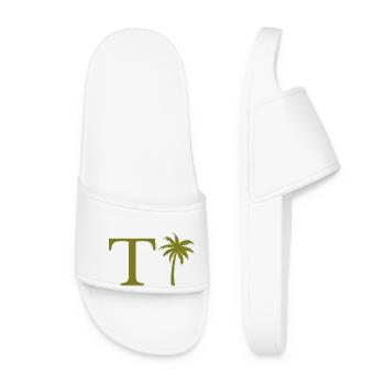 Lettre t vert Palm - Claquettes Femme - blanc - Devant
