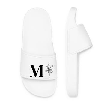 Minimalistische Blumen - Frauen Badelatschen - Weiß - Vorne