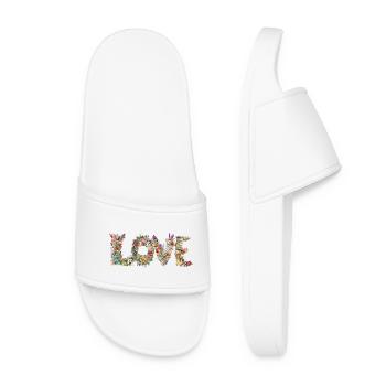 Love Flower superweich Premium Design Shirt Hoodie - Frauen Badelatschen - Weiß - Vorne