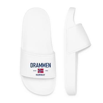 Drammen - Norvège - Coordonnées - Drapeau - Claquettes Femme - blanc - Devant