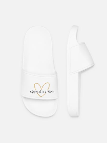 Équipe de La mariée cœur doré pailleté - Claquettes Femme - blanc