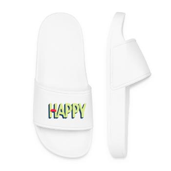 Happy Text Design - Women’s Pool Sliders - white - Front