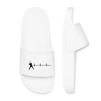 Baseball ECG Heartbeat Baseball Bat - Women’s Pool Sliders - white - Front