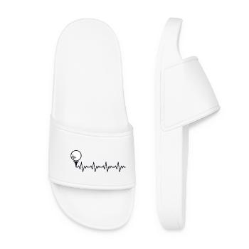 Golf Golfer Golf Ball ECG Heartbeat Heart Rate - Women’s Pool Sliders - white - Front