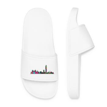 Nantes City Skyline Castle Modern Line Art - Women’s Pool Sliders - white - Front