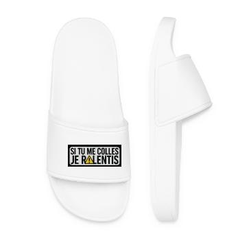Si Tu Me Colles Je Ralentis (triangle jaune) - Claquettes Femme - blanc - Devant