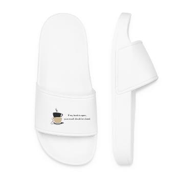 If My Book Is Open Your Mouth Should Be Closed - Women’s Pool Sliders - white - Front