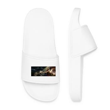 Opossum Beats God's Hand Funny Opossum Meme - Women’s Pool Sliders - white - Front