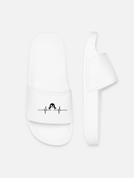 Herzlinie Pinguin Tier Liebe Fun lustig Geschenk - Frauen Badelatschen - Weiß