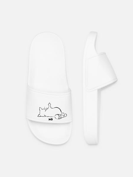 Katze Nö, Nein, No...Mittelfinger - Frauen Badelatschen - Weiß
