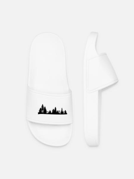 Black silhouette of a forest - Women’s Pool Sliders - white