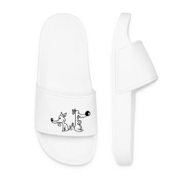 2 Dogs Big Noses Excited Wiggle - Women’s Pool Sliders - white - Front