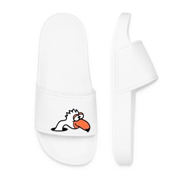 Oiseau Trou Inférieur Drôle Dingo Idiot Confus Amusant - Claquettes Femme - blanc - Devant