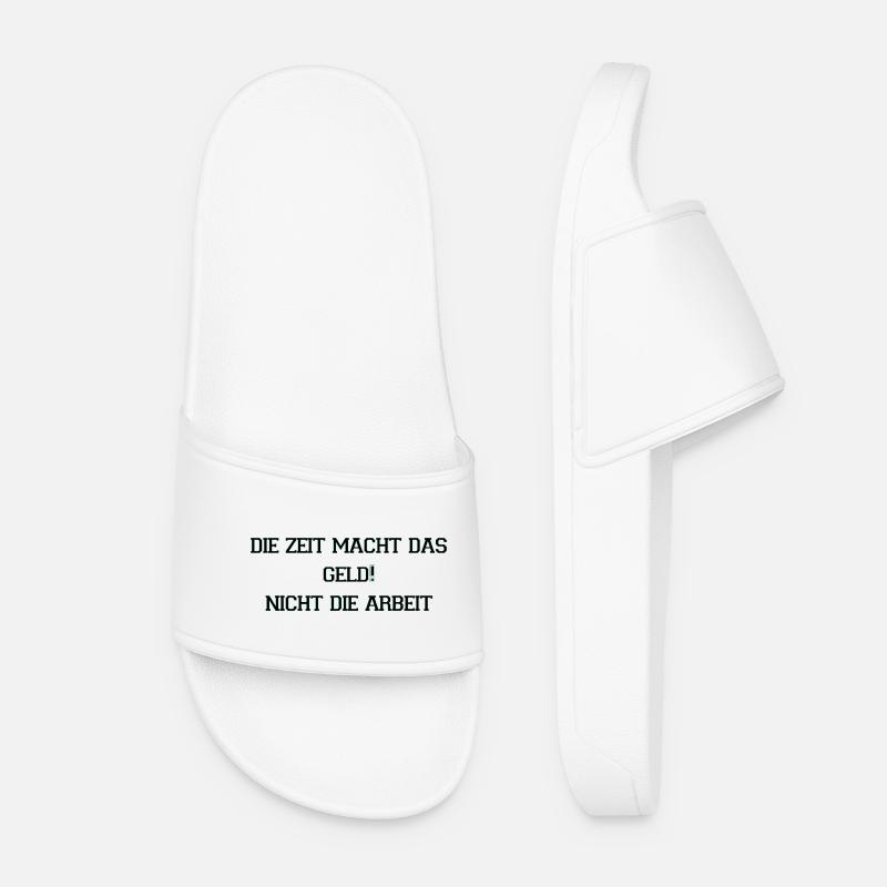 Time Makes Money Neon Saying - Women’s Pool Sliders - white