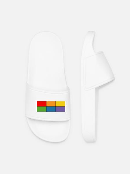 LGBT_Regenbogen_Farbblock grid - Women’s Pool Sliders - white