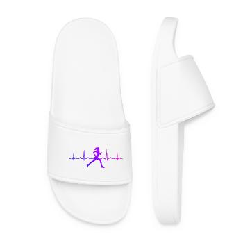 Geschenkidee für eine Running mit Running - Frauen Badelatschen - Weiß - Vorne