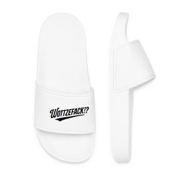Wottzefack Humor Saying Funny Funny Gift Idea - Women’s Pool Sliders - white - Front