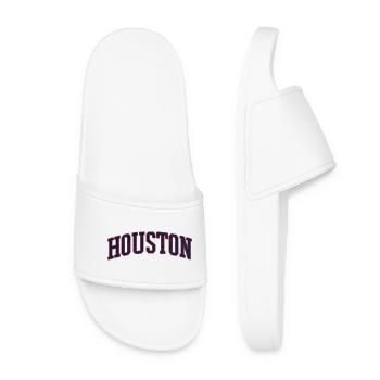 Houston Varsity Bow Lettering - Women’s Pool Sliders - white - Front