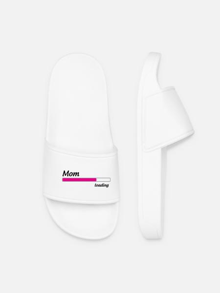 Mama lädt... Bitte warten - Werdende Mutter - Frauen Badelatschen - Weiß