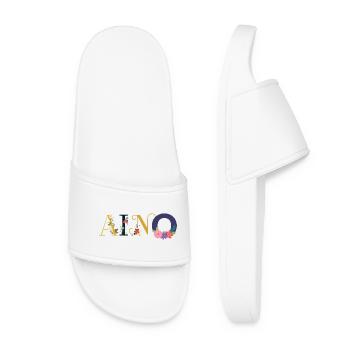 AINO name decorated with flowers - Women’s Pool Sliders - white - Front