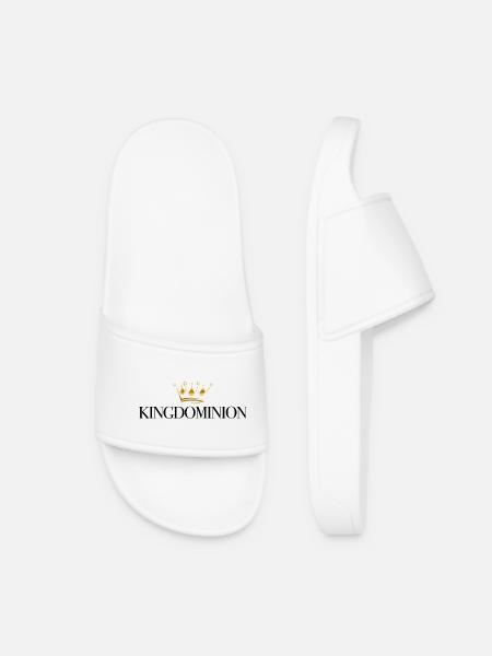 Golden Crown Elegance Motif - Women’s Pool Sliders - white