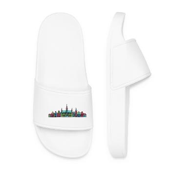 Bremen City Skyline Town Hall Line Art - Women’s Pool Sliders - white - Front