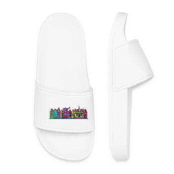 Gdansk City Skyline Neptune Fountain Art - Women’s Pool Sliders - white - Front