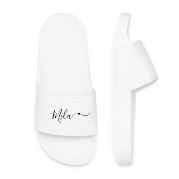 Mila Name First Name Decorative - Women’s Pool Sliders - white - Front