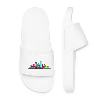 Kobe City Skyline Port Tower Modern Line Art - Women’s Pool Sliders - white - Front