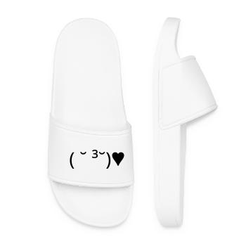 Émote de baiser ( ̆ ³ ̆) ♥ Cœur Kaomoji - Claquettes Femme - blanc - Devant