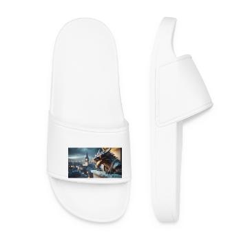 Gargoyle with an evil smile monster dark horror - Women’s Pool Sliders - white - Front