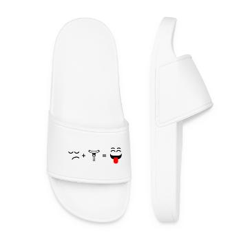 visage triste manger de la saucisse et heureux - Claquettes Femme - blanc - Devant