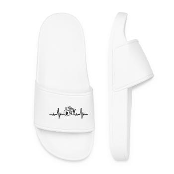 Boombox Radio Ghetto Blaster Music Rhythm Heart - Women’s Pool Sliders - white - Front