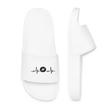 Vinyl Record Retro Music Rhythm Heart Melody - Women’s Pool Sliders - white - Front
