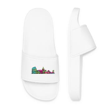 Rome City Skyline Colosseum Modern Line Art - Women’s Pool Sliders - white - Front