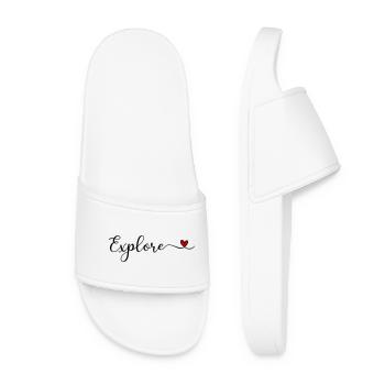 Explore Typography with a Heart - Women’s Pool Sliders - white - Front