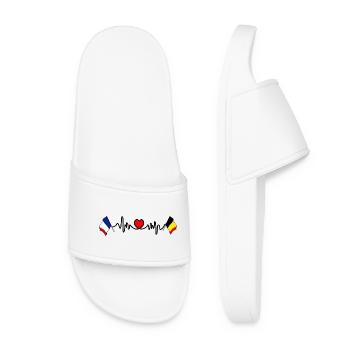 Cardio-Herz mit Flagge Frankreich und Flagge Belgien - Frauen Badelatschen - Weiß - Vorne