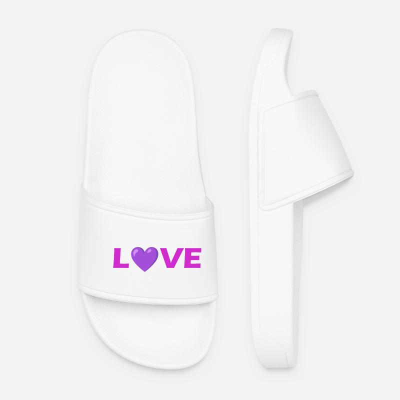 Love Heart Typography Design - Women’s Pool Sliders - white