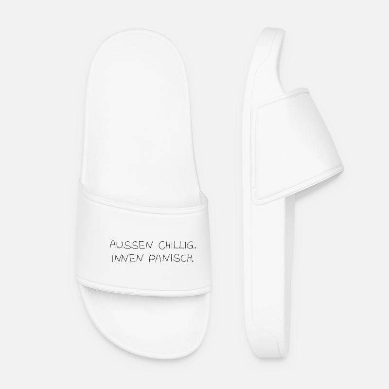 Chill on the outside. Panic inside. - Women’s Pool Sliders - white