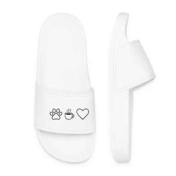 Paw Coffee Heart - Women’s Pool Sliders - white - Front