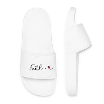 Typographie de la foi avec un cœur - Claquettes Femme - blanc - Devant