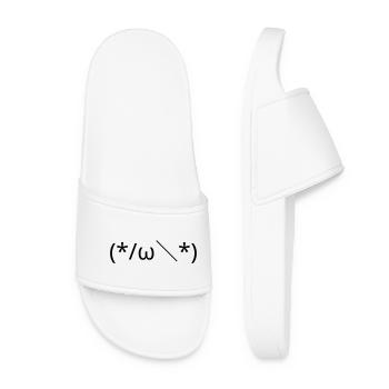 Émotique embarrassée (*/ω\*) Timide Kaomoji - Claquettes Femme - blanc - Devant