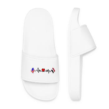 Cardio heart avec drapeau des États-Unis et de l’Irak - Claquettes Femme - blanc - Devant