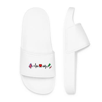 Cardio heart avec drapeau anglais et drapeau italien - Claquettes Femme - blanc - Devant