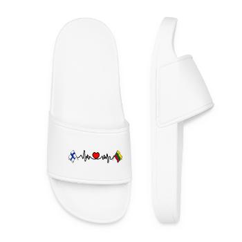 Cardio heart Flag Finland, flag Lithuania - Women’s Pool Sliders - white - Front